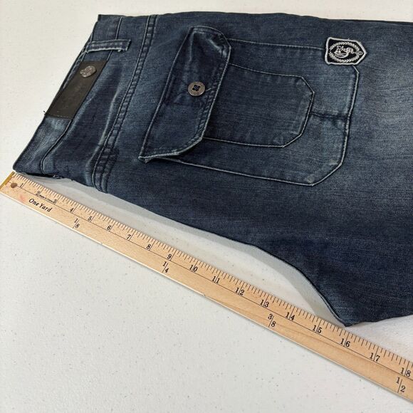 Eight 732 Blue Jeans Mens 40X34 Dark Wash Distress Streetwear Skater Hip Hop Y2K - Picture 10 of 15